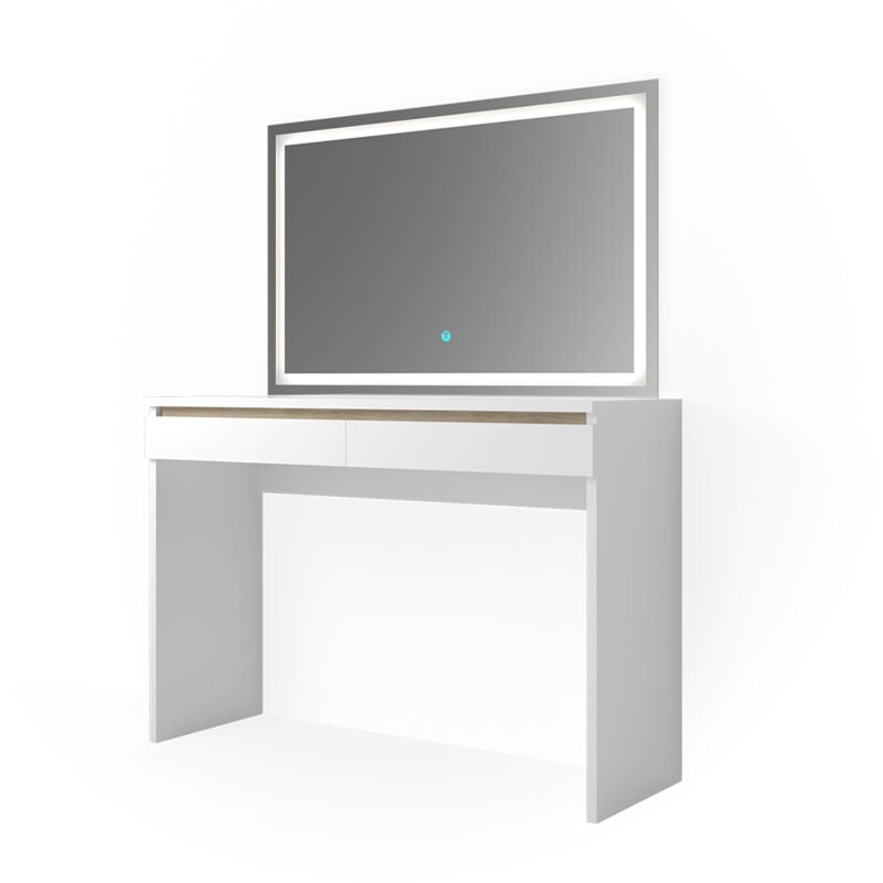 Coiffeuse Emma, Blanc, 120 cm avec miroir led Vicco