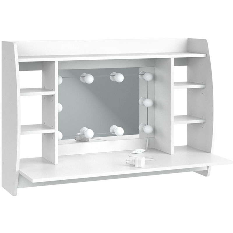 Vicco - Coiffeuse Max, Blanc, 110 cm avec éclairage led