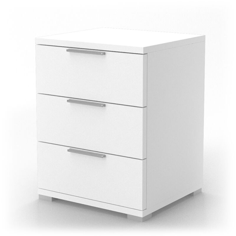 table de nuit blanc table de chevet meuble de chevet 3 tiroirs commode - Vicco