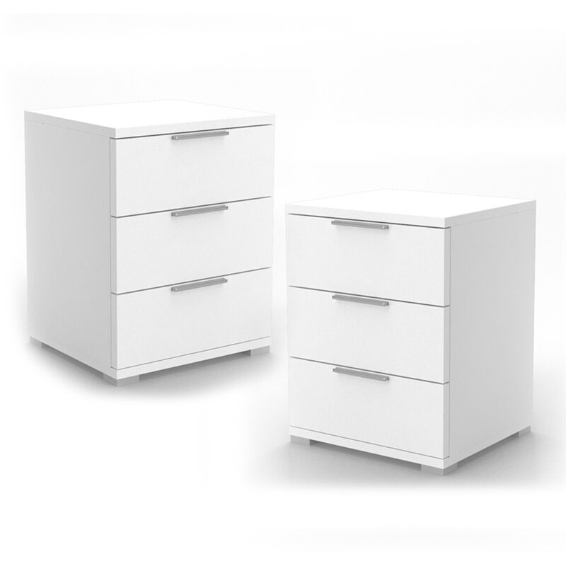 Vicco - Table de chevet Florenz, Blanc, 46.2 x 60.5 cm Set de 2