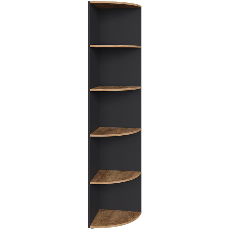 Vicco - tagère d'angle Ecki, Anthracite/chêne doré, 40x180.6cm