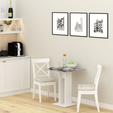 Tavolo Da Pranzo Vicco Ewert 65x65cm - Design Calcestruzzo/Bianco, Per Spazi Piccoli