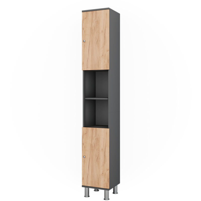 Vicco - Hochschrank Fynn, Anthrazit/goldkraft Eiche, 30 X 190 Cm