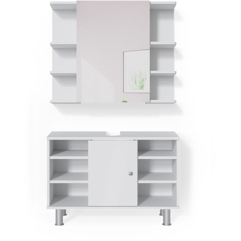 Vicco - Badmöbel-set Fynn, Weiß, 2 Teile, Unterschrank 80 Cm