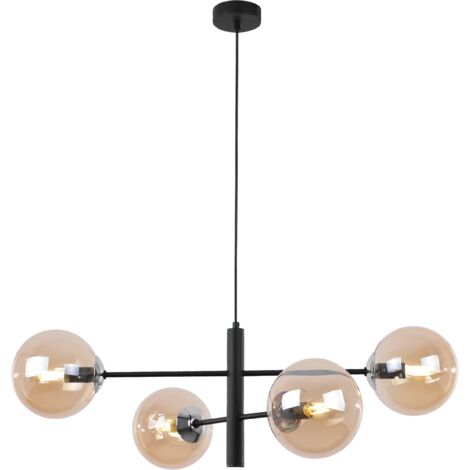 VICENZA HÄNGELAMPE SCHWARZ CHROM 4 FLACHE HONIGLAMPE E14