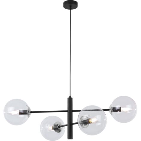 VICENZA HÄNGELAMPE SCHWARZ CHROM 4 FLACHE KLARLAMPE E14