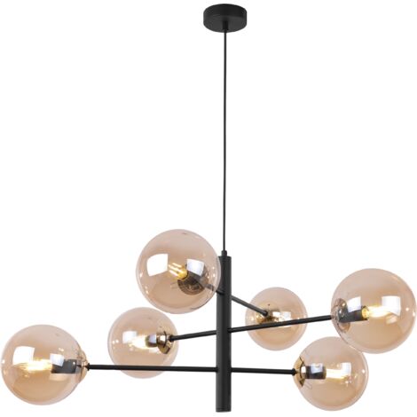 VICENZA SCHWARZ-GOLD-HÄNGELAMPE 6 FLACHE HONIGLAMPE E14