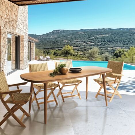 VICK - Table de jardin en bois d'Angélique huilé 200x90cm