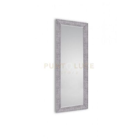 VICKY SPECCHIO DA PARETE CON CORNICE DECORATA IN VETRO CON GANCI X INSTALLAZIONE ORIZZONTALE E VERTICALE NERO CROMO
