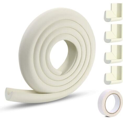 Vicloon Protection des Bords et Coins de Meubles,2 Mètres Protection Mousse Sécurité avec 4 Angles, Kit de Sécurité pour Bien Protéger Les Enfants, Blanc Crème