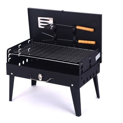 Vicmhuang – Barbecue portable au charbon de bois pliable – Grille en acier inoxydable – Dimensions 43x26x46 cm – Pour pique-nique et camping
