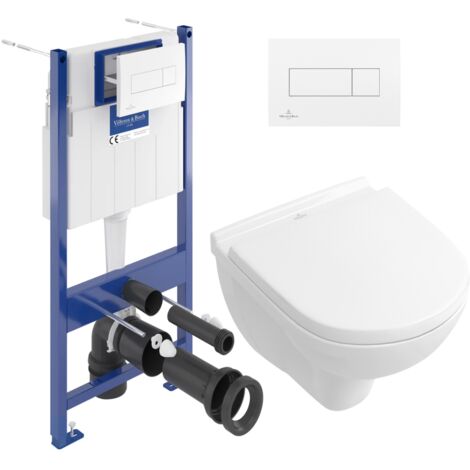 ViConnect Pack Bâti-support Villeroy & Boch + Cuvette suspendue Villeroy + Abattant + Plaque blanche (VICONNECTO.NOVO49-2)