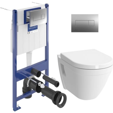 ViConnect Pro S Pack WC bâti Villeroy & Boch + WC suspendu Vitra + abattant SoftClose + plaque (VICONNECTS50-2CH)
