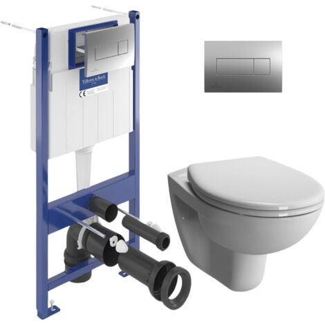 ViConnect Pro S Pack WC bâti Villeroy & Boch + WC suspendu Vitra + abattant SoftClose + plaque  (VICONNORMUS-2CH)
