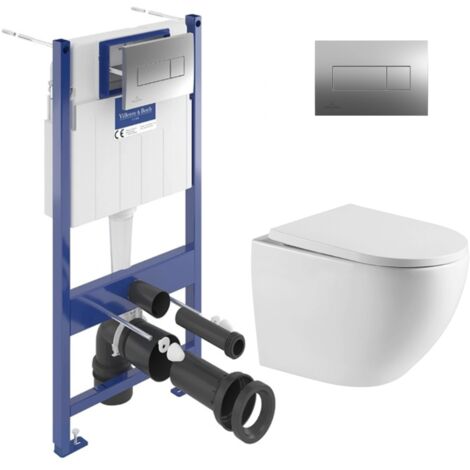 ViConnect Pro S Pack WC bâti Villeroy & Boch + WC Swiss Aqua Technologies + abattant SoftClose + plaque (VCNFUSIONTQ2SPCH)