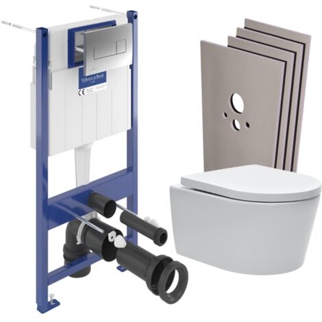 ViConnect Pro S Pack WC bâti Villeroy & Boch + WC Swiss Aqua Technologies + abattant SoftClose + plaque (VCNSAT2SBCH)