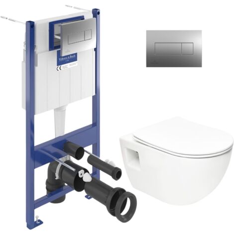 ViConnect Pro S Pack WC bâti Villeroy & Boch + WC Swiss Aqua Technologies + abattant SoftClose + plaque (VICONPROJECT-2CH)