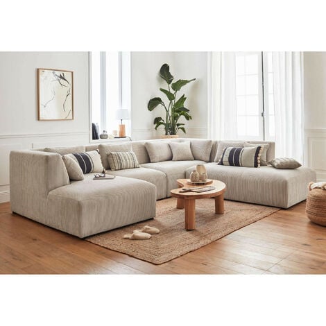 LISA DESIGN Victoire – modulare wohnlandschaft ecksofa rechts - 7-sitzer – aus cord - beige