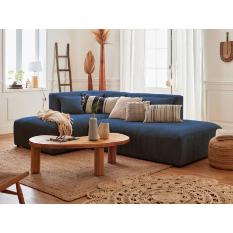 Victoire – modulares ecksofa links – 4-sitzer – aus cord - marineblau