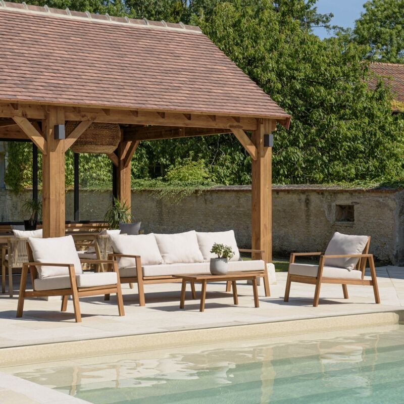 Victoire - Salon de jardin 5 places bonifacio acacia huilé