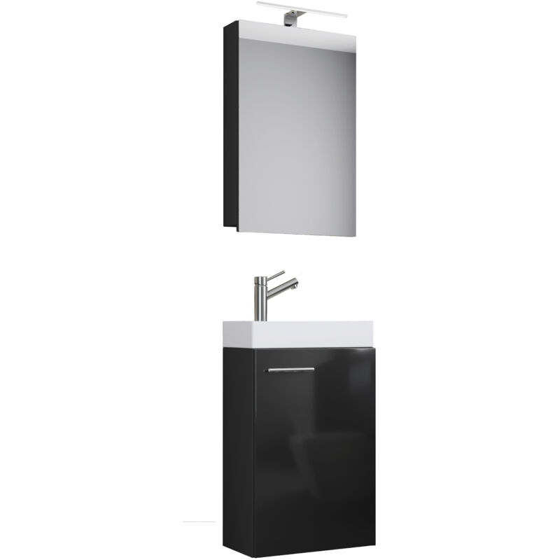 Ebuy24 - Victor Badmöbelset 1 Unterschrank, 1 Spiegelschrank, Schwarz.