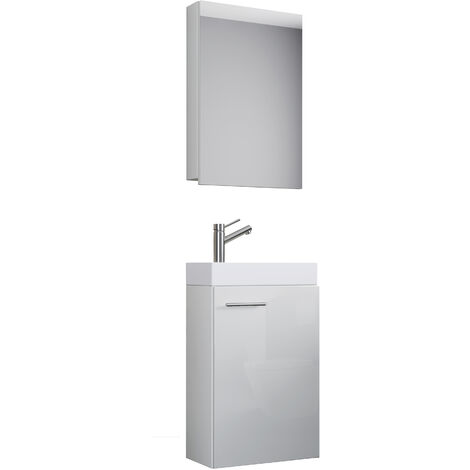 Victor Ensemble de meubles de salle de bain, 1 meuble bas, 1 armoire de toilette avec miroir, blanc. - Blanc