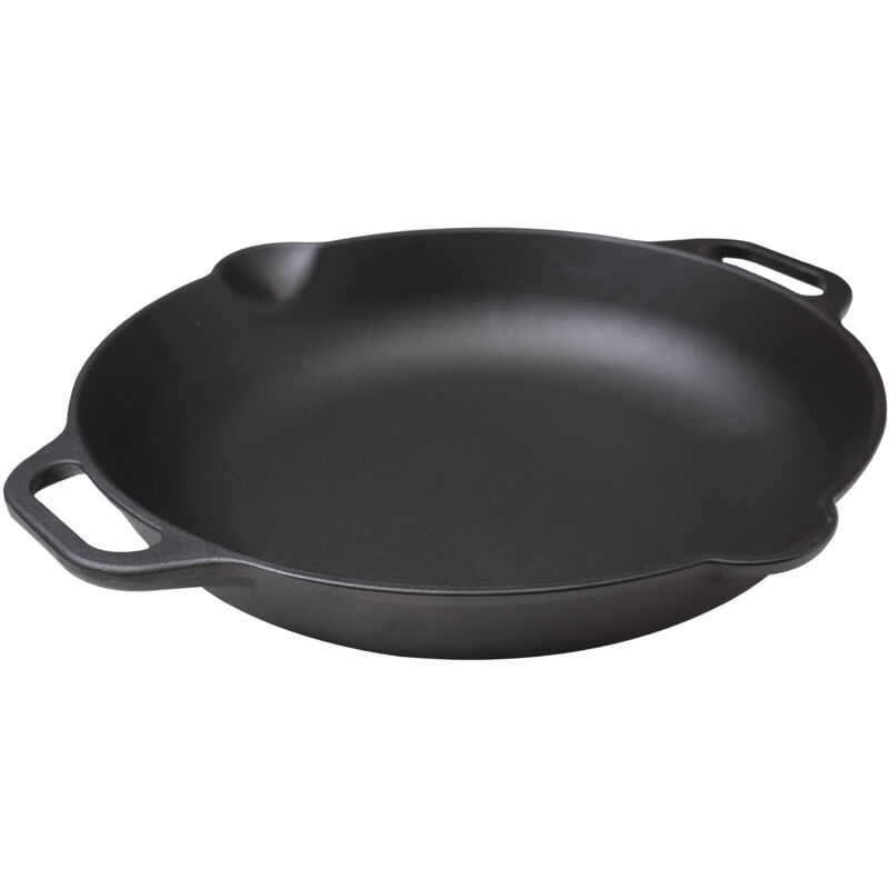 Victoria 37574 Poêle à Paella en Fonte Naturelle Induction 33cm, pour le Feu, Barbecue, Four Noir