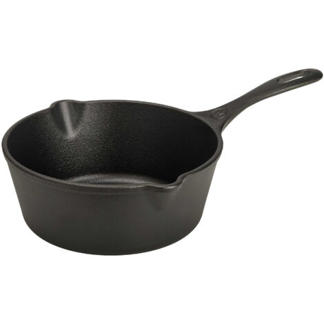Victoria 37819 Sartén Honda Hierro Fundido Esmaltado Inducción 20cm, Apta Fuego, Barbacoa, Horno Cast Iron  Negro
