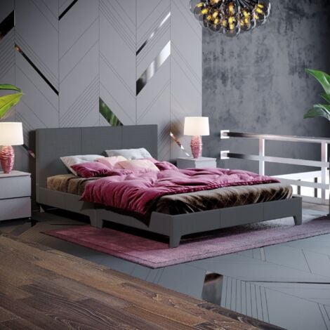 Victoria 4ft6 Double Fabric Bed Frame, 135 x 190 cm, Dark-Grey-Linen