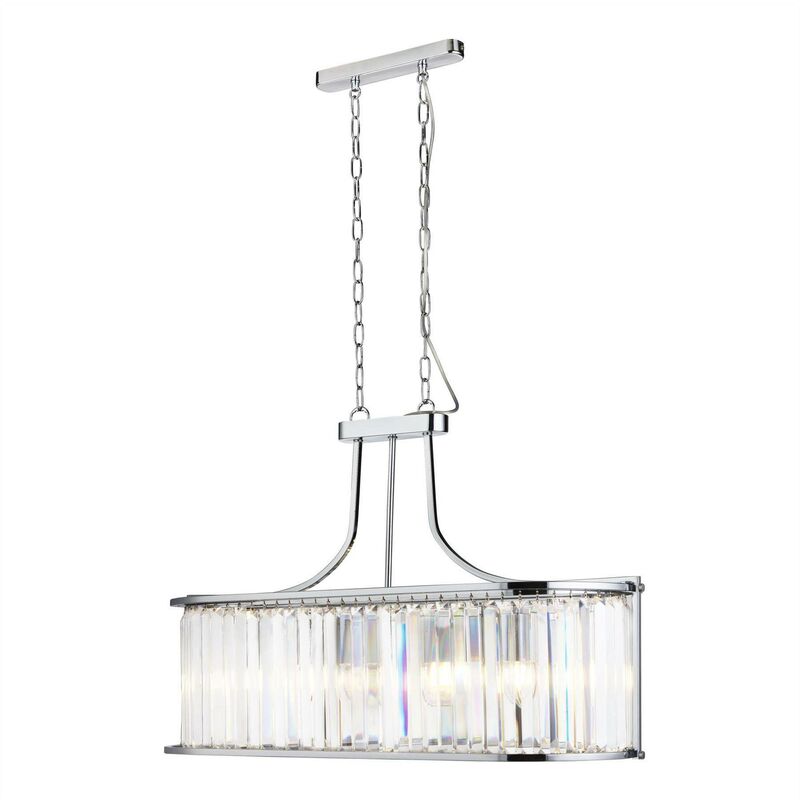 Victoria - 5 Light Bar Pendant Chrome, with Glass, E27 - Searchlight