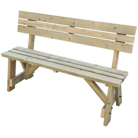Victoria Garden Fence Bench with Back-rest (6ft, Natural finish)