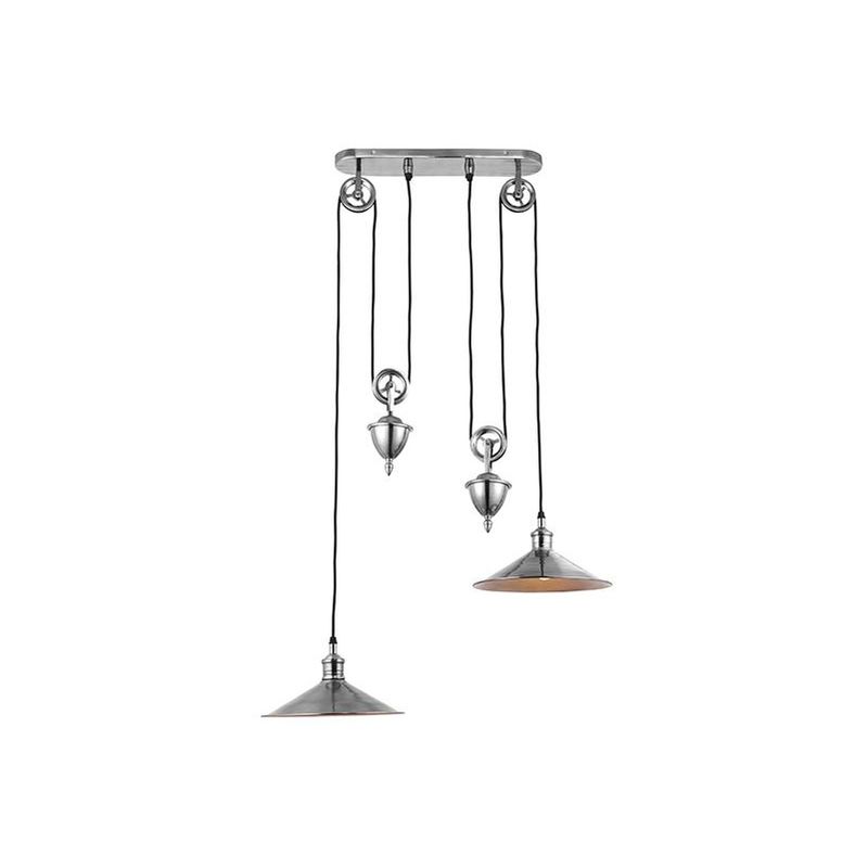 Victoria Rise Fall Ceiling Pendant Light In Satin Nickel Finish