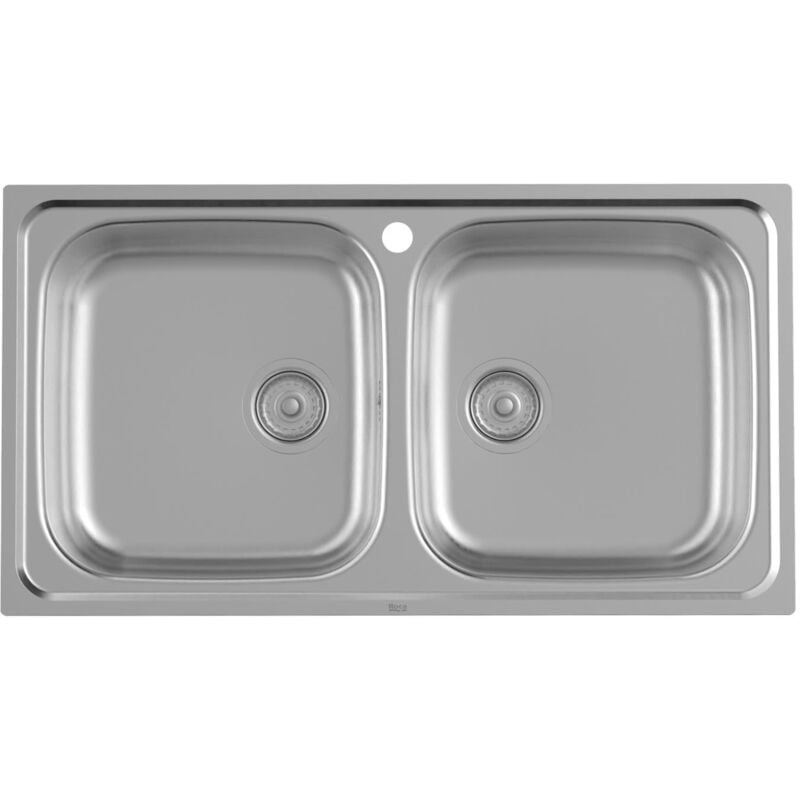 Victoria Roca Evier 2 cuves en acier inoxydable Dimensions : 900x490x160 mm