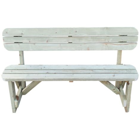 Victoria Rounded Garden Fence Bench with Back-rest (3ft, Natural finish)