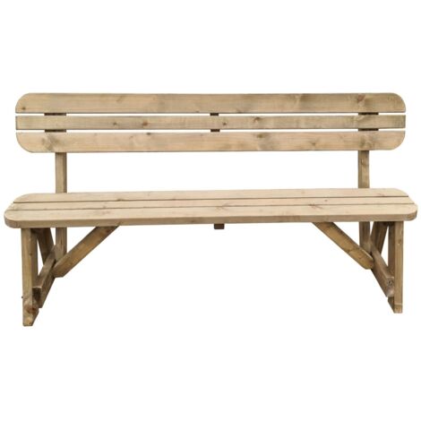 Victoria Rounded Garden Fence Bench with Back-rest (3ft, Rustic brown finish)