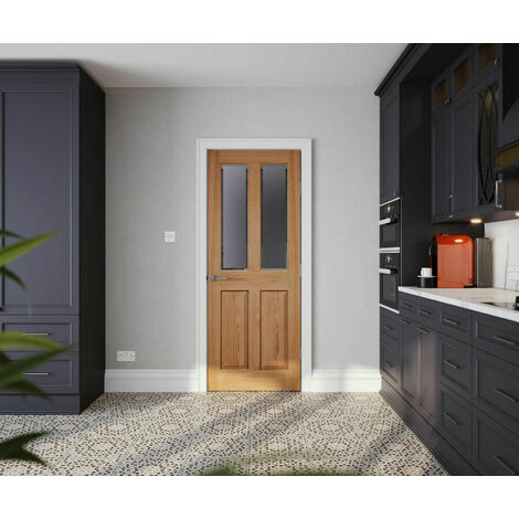 Victorian 4 Panel Oak Glzd Door 2040 x 826mm