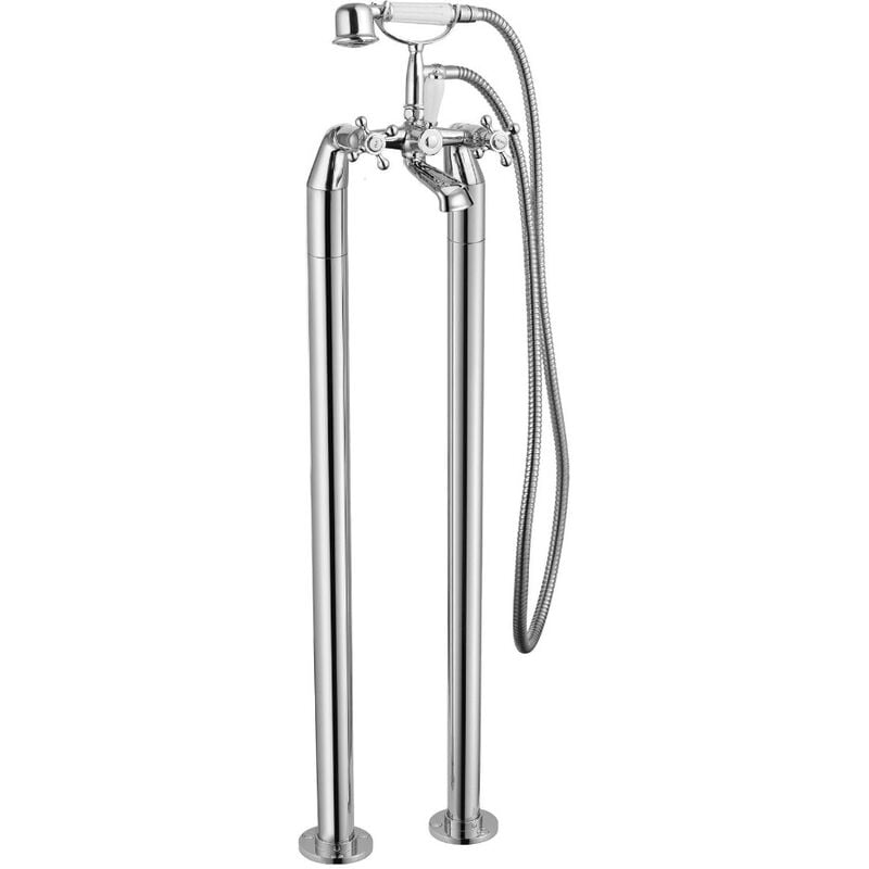 Neshome - Victorian Traditional Freestanding Bath Shower Mixer Complete With Handset and Holder Chrome
