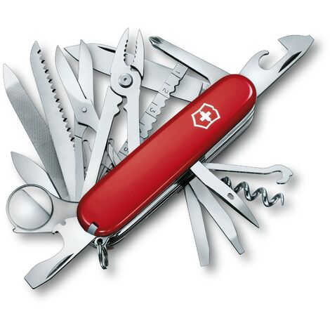 VICTORINOX Swiss Champ, coltellino svizzero multiuso (33 funzioni, pinza combinata, spillo, pinze, forbici) colore rosso