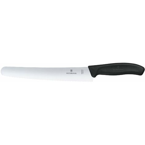 Victorinox Swiss Classic, coltello da pane con lama seghettata e punta stondata, in acciaio inox, nero