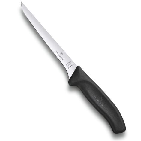 Victorinox Swiss Classic, coltello professionale per disossare, lama extra affilata, affilatura diritta, 15 cm, manico in plastica, acciaio inossidabile, nero