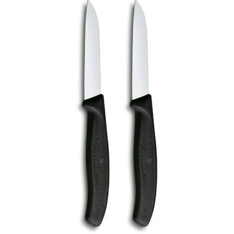 Victorinox Swiss Classic Set di pelapatate per frutta e verdura, 2 pezzi, Taglio dritto, Extra affilato, Nero