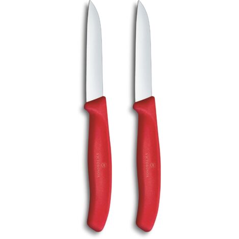 Victorinox Swiss Classic Set di pelapatate per frutta e verdura, 2 pezzi, Taglio dritto, Extra affilato, Rosso