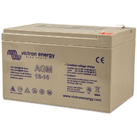 Victron – Batterie AGM 12V 14Ah – 100% étanche – Faible autodécharge – Durée de vie jusqu'à 10 ans – Pour stockage énergie autonome