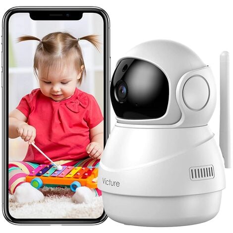 Victure Babyphone HD 1080P SC210 Caméra de Sécurité Domestique WiFi 2,4 G avec Détection de Mouvement et du Son, Audio Bidirectionnel et Mode d'appel en Option, Caméra de Surveillance IP Intérieure pour Bébé et Animaux de Compagnie, Blanc