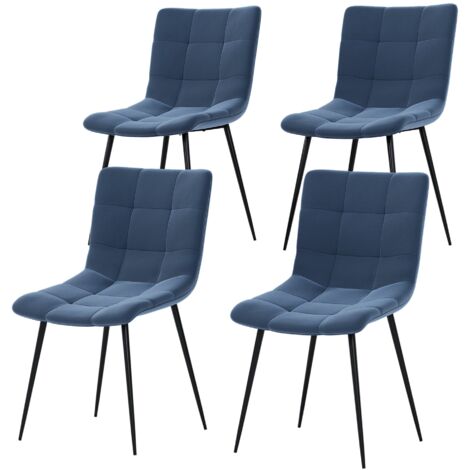 Vida Designs Richton Set Of 4 Upholstered Velvet Fabric Dining Chairs, Blue