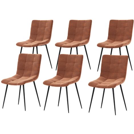 Vida Designs Richton Set Of 6 Upholstered Velvet Fabric Dining Chairs, Orange