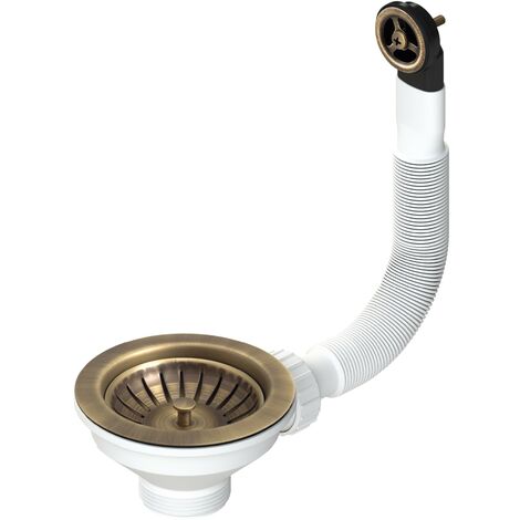 Vidage Ø114 pour évier trou Ø90 avec trop plein L.B. PLAST D670-70-PIR  Bronze