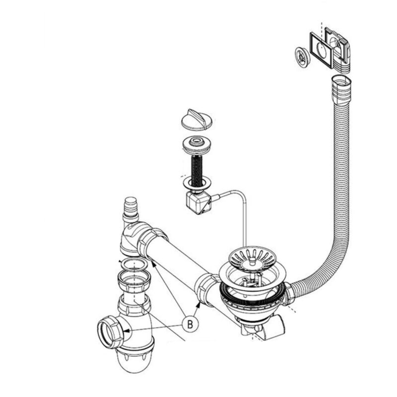 Vidage automatique 1 bac CUIPD368 / CUIPD019 pour évier cleya et Villeroy & Boch architectura