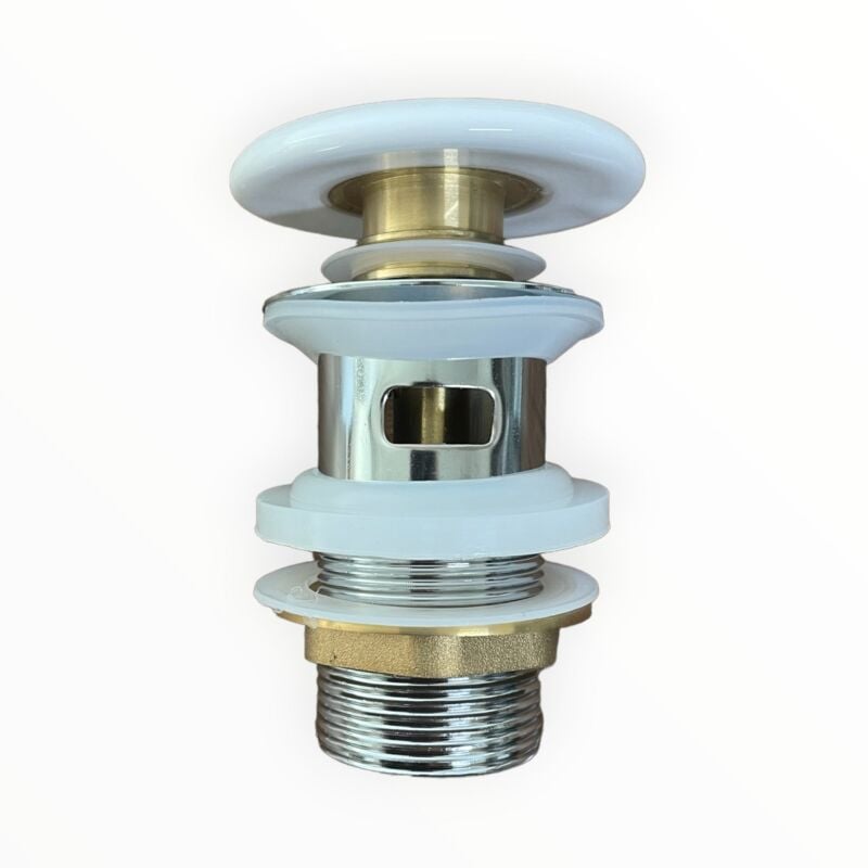 Bonde de lavabo 1 1/4 clip clap vidage avec bouchon en céramique avec débordement