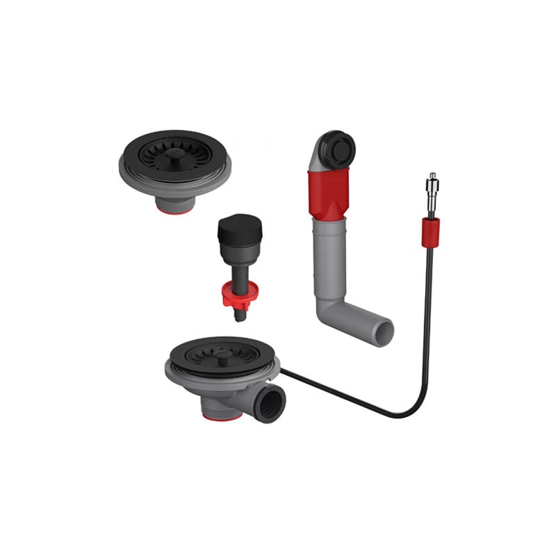 Vidage automatique noir mat pour éviers 1 cuve et demie ou deux cuves Antea (azg), Basis (bfg), Maris (mrg 651 uniquement) et Mythos (mtg)